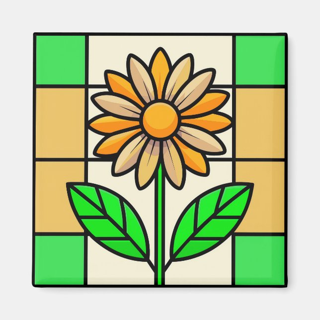 Imán Flor de vidrio manchado (Frente)