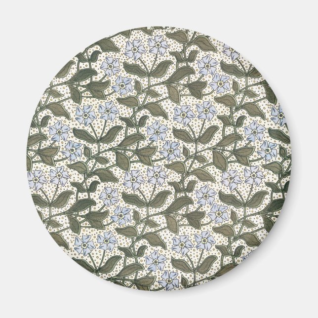 Imán Flor de Vinca de Verano Art Nouveau Botánico (Frente)