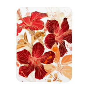 Imán Flor del hibisco - pintura 2 de la acuarela