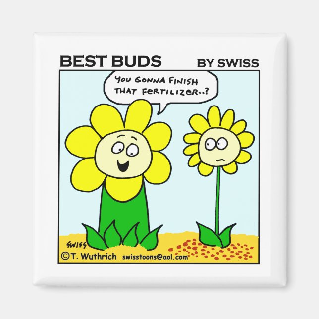 Imán Flor divertida del dibujo animado hambrienta para (Frente)