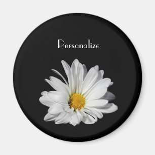 Imán Flor elegante de la margarita blanca con nombre