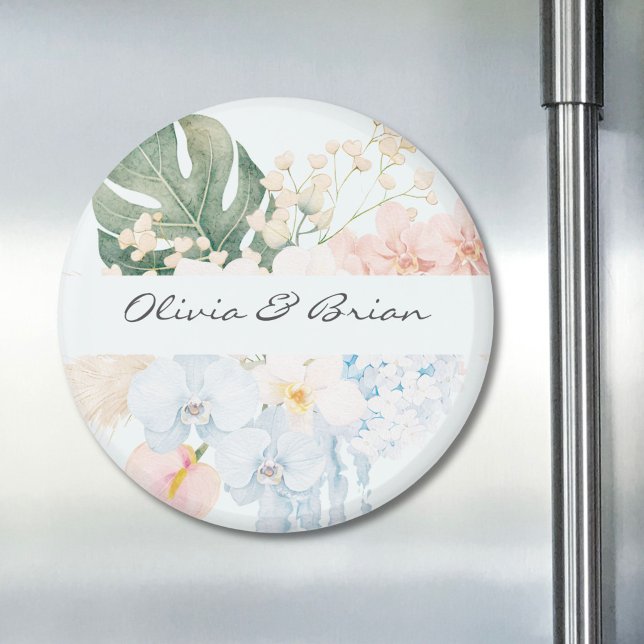 Imán Flor Floral Tropical de Acuarela Personalizada (Subido por el creador)