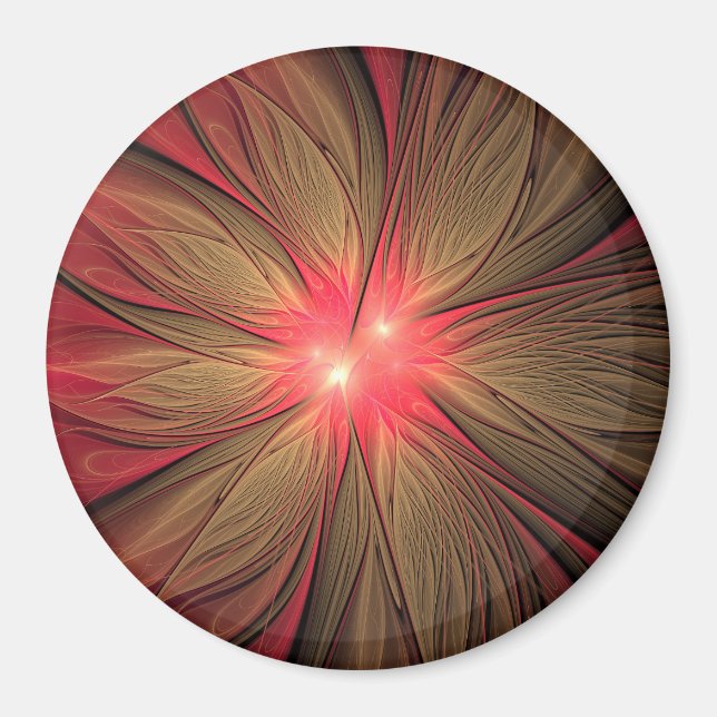 Imán Flor fractal de fanatismo rojo (Frente)