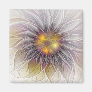 Imán Flor luminosa y colorida, fractal moderno abstract