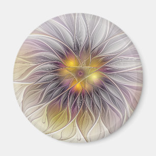 Imán Flor luminosa y colorida, fractal moderno abstract