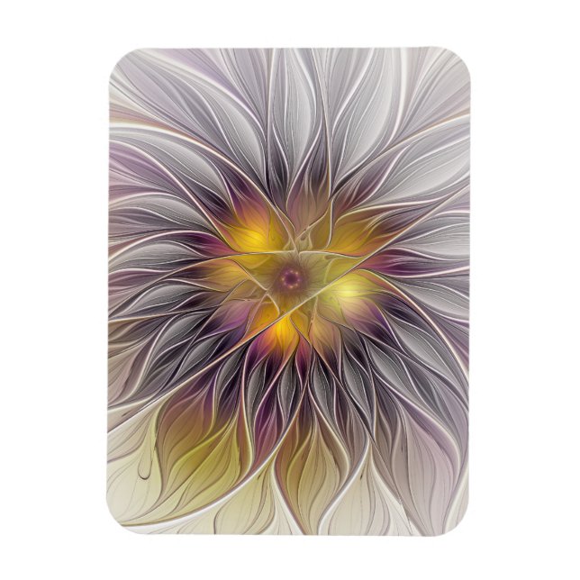 Imán Flor luminosa y colorida, fractal moderno abstract (Vertical)