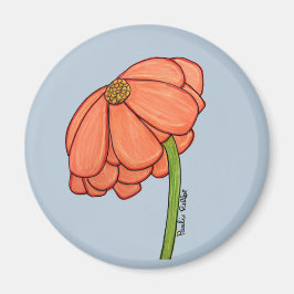 Imán Flor naranja con fondo azul