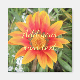 Imán Flor Naranja Única con Texto Personalizado