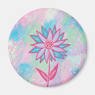 Imán Flor Pastel dibujada a mano