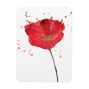 Imán Flor pintada 2 de la amapola de la acuarela