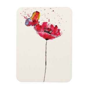 Imán Flor pintada estilizada de la amapola de la