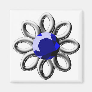 Imán Flor plateada de piedra azul