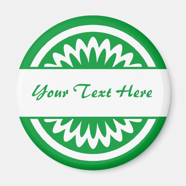 Imán Flor redonda - Verde de hierba (Frente)