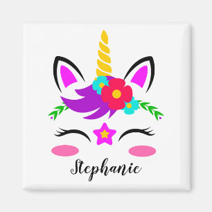 Imán Flor roja de unicornio morado suave personalizada