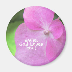 Imán Flor rosa cristiana - Sonríe, Dios te ama