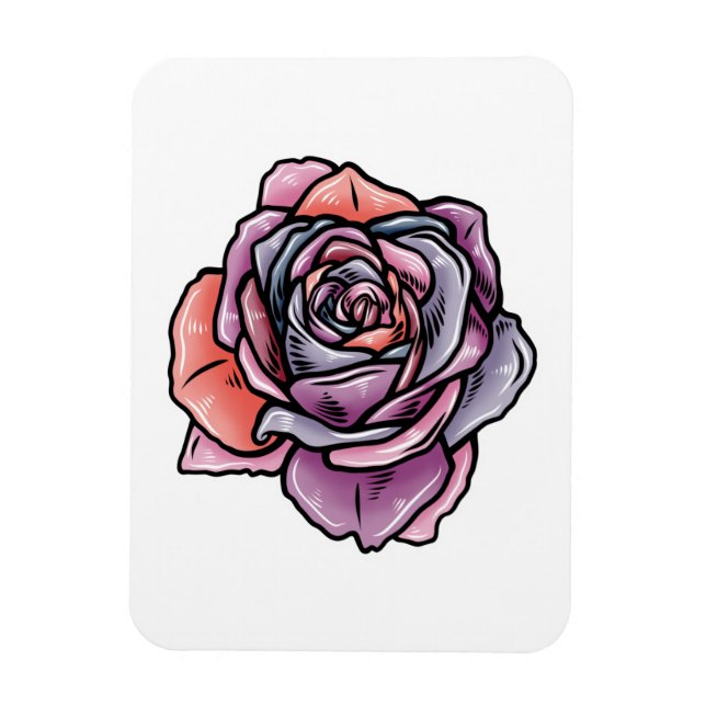 Imán Flor Rosa de color (Vertical)