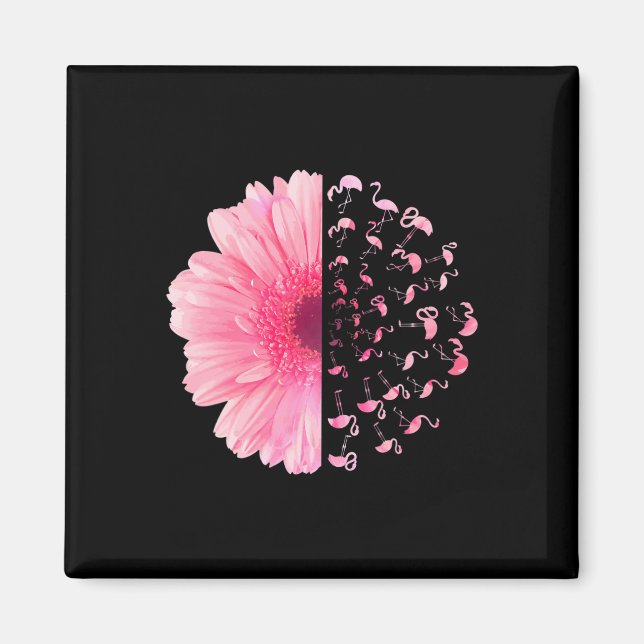 Imán Flor rosa Flamingo Mes de Concienciación sobre el  (Frente)