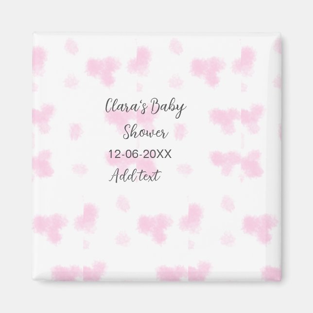 Imán Flor rosa lindo ducha de bebé acuarela moderna dat (Frente)