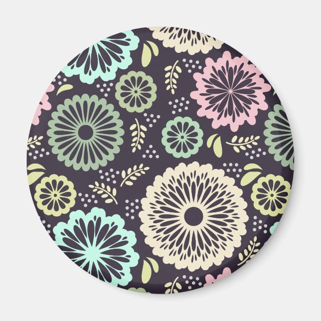 Imán Flor rosa pastel suave y verde azulada Botánica de (Frente)