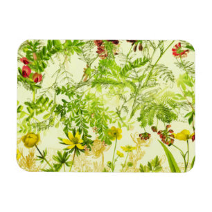 Imán Flor silvestre de hojas botánicas de bosque verde