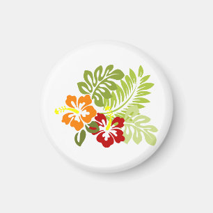 Imán Flor Tropical Deja Al Naranja Rojo Hibiscus Hawaii