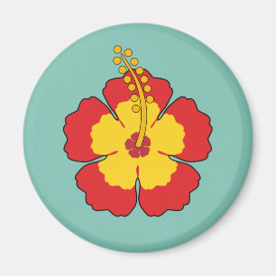 Imán Flor tropical hibiscus roja