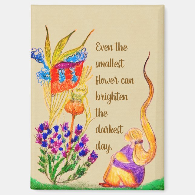 Imán Flor y chica personalizado (Anverso)