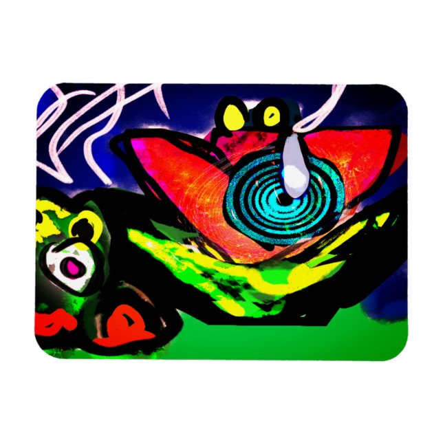 Imán Flor y rana primaverales (Horizontal)