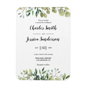 Imán Flora verde invitación