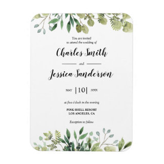 Imán Flora verde invitación