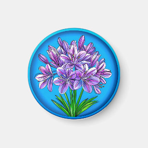 Imán Floración de Agapanto 🌸✨ Elegancia Floral Azul Au