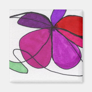 Imán Floral abstracta en verde rojo violeta