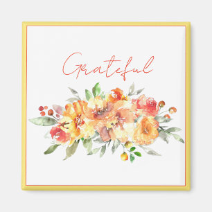 Imán Floral acuarela otoñal con texto personalizado  