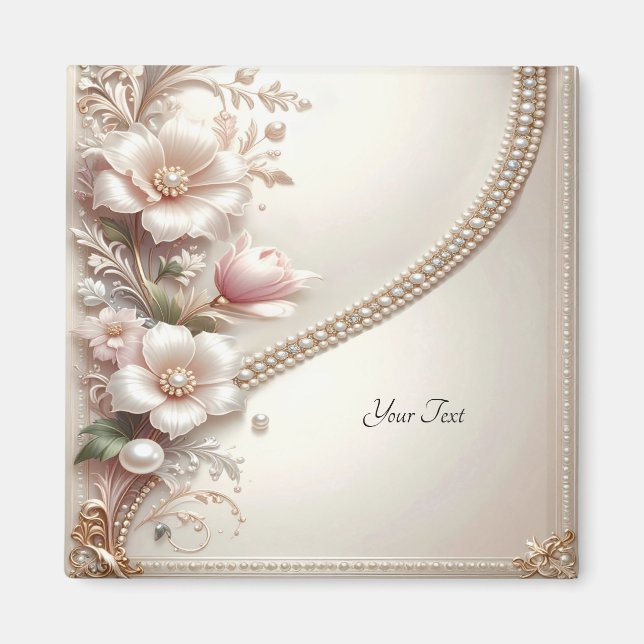 Imán Floral and Pearl Embellishments Magnet (Frente)