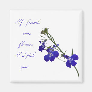 Imán floral azul de la amistad
