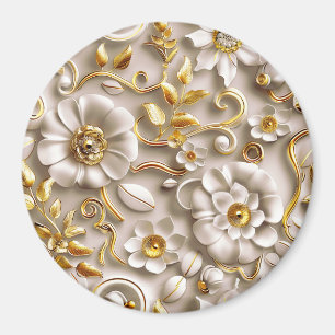 Imán Floral blanca estilizada