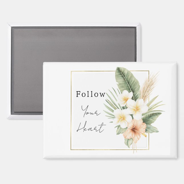 Imán Floral Blanco Melocotón Tropical   (Anverso/Reverso)