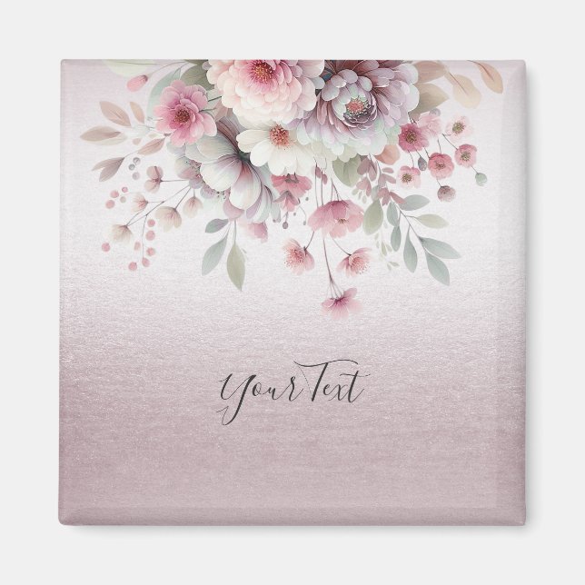 Imán floral blanco rosa moderno (Frente)