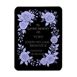 IMÁN FLORAL BLUE. IN LOVING MEMORY KEEPSAKE, CARD