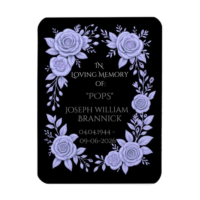 IMÁN FLORAL BLUE. IN LOVING MEMORY KEEPSAKE, CARD (Vertical)
