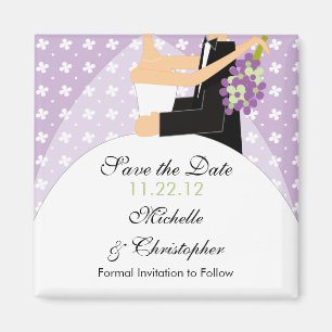 Imán Floral Bride & Groom Ahorra La Fecha Magnet
