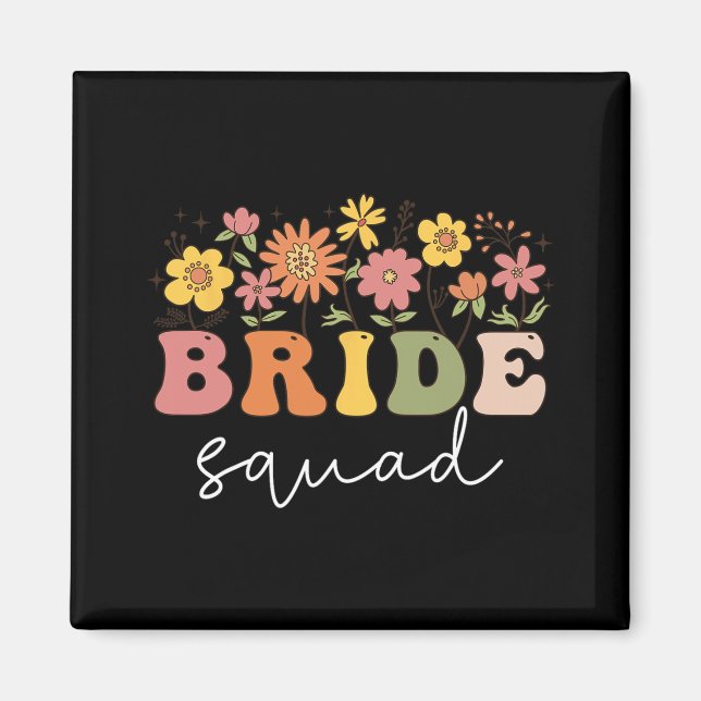 Imán Floral Bride Squad Boda de Flor Silvestre Bachelor (Frente)