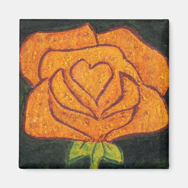 Imán floral "Corazón Rosa #2" (Frente)