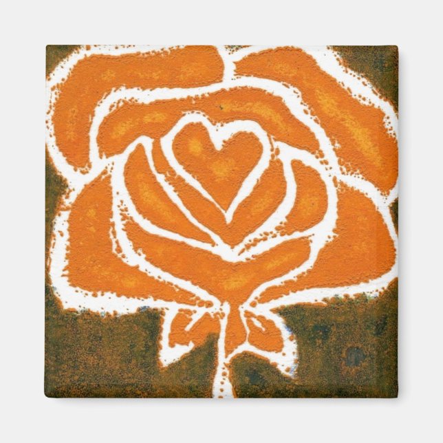 Imán floral "Corazón Rosa #8" (Frente)