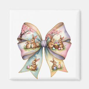 Imán Floral Cottontail Bunny Coquette Bow Rabbit Easter