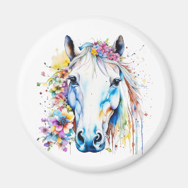 Imán Floral de caballo blanco de bonito personalizada
