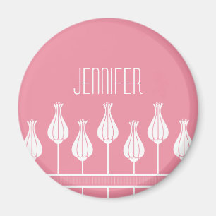 Imán floral de color rosa Art Deco