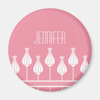 Imán floral de color rosa Art Deco