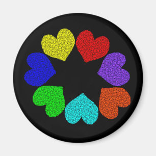 Imán floral de corazón de amor arcoiris