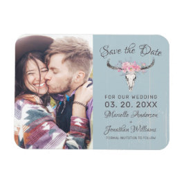 Imán Floral de cráneo rústica de vaca Rubor acuarela B 